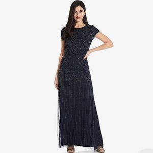 COPY - Adrianna Papell navy beaded gown